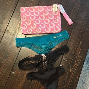 Victoria's Secret Teal, Black, and Pink Panties Set